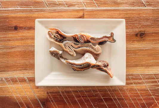 Topflite Hound Salmon Skins on a plate