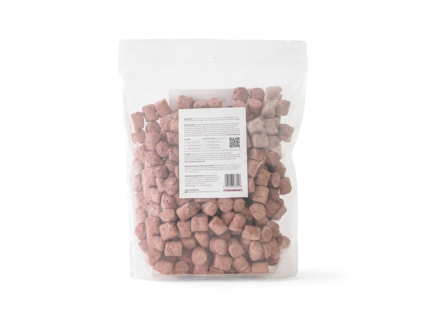 Back of Topflite Hound Chicken Meatballs 1kg