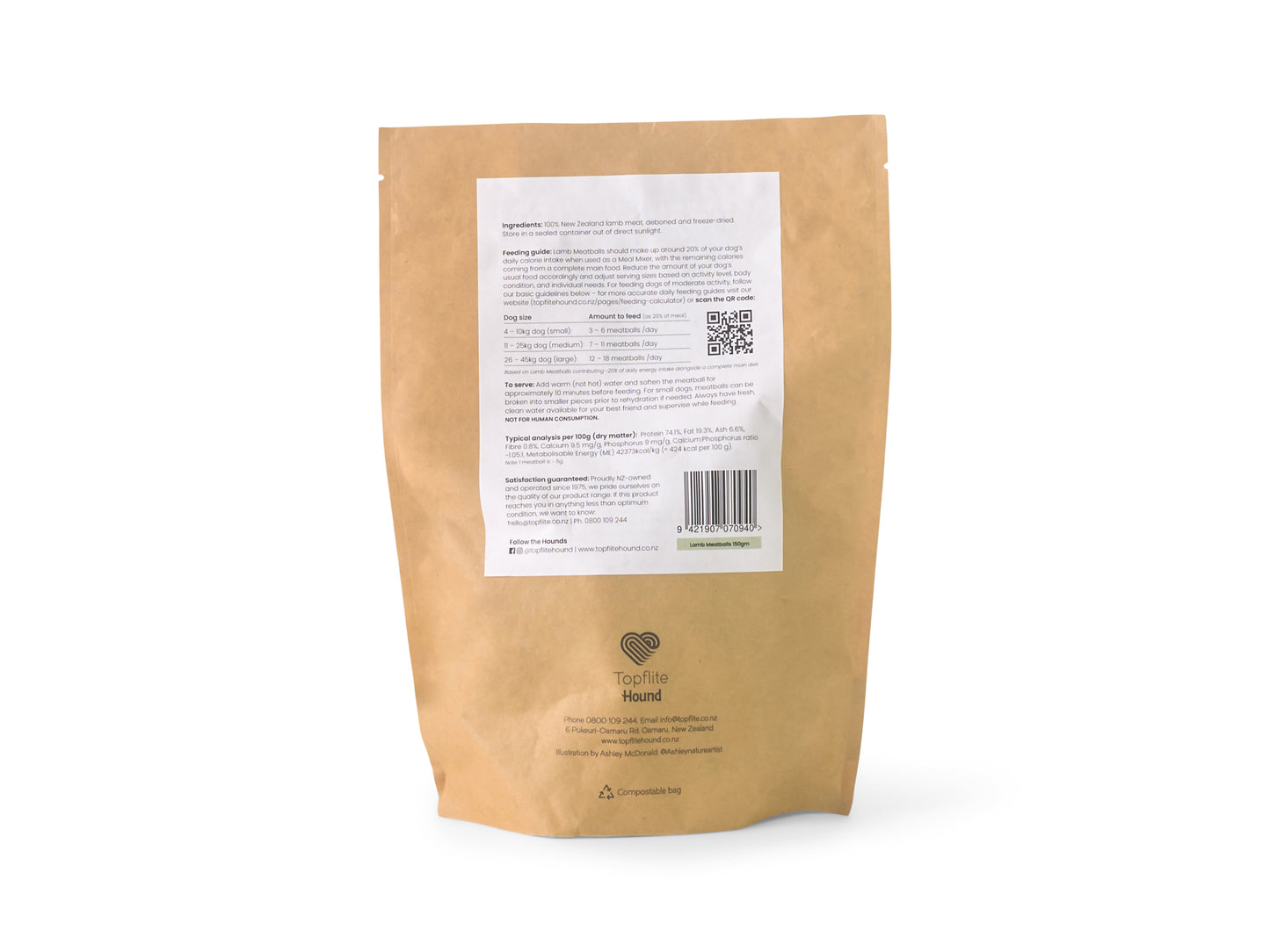 Back of Topflite
Hound Lamb Meatballs 150gm