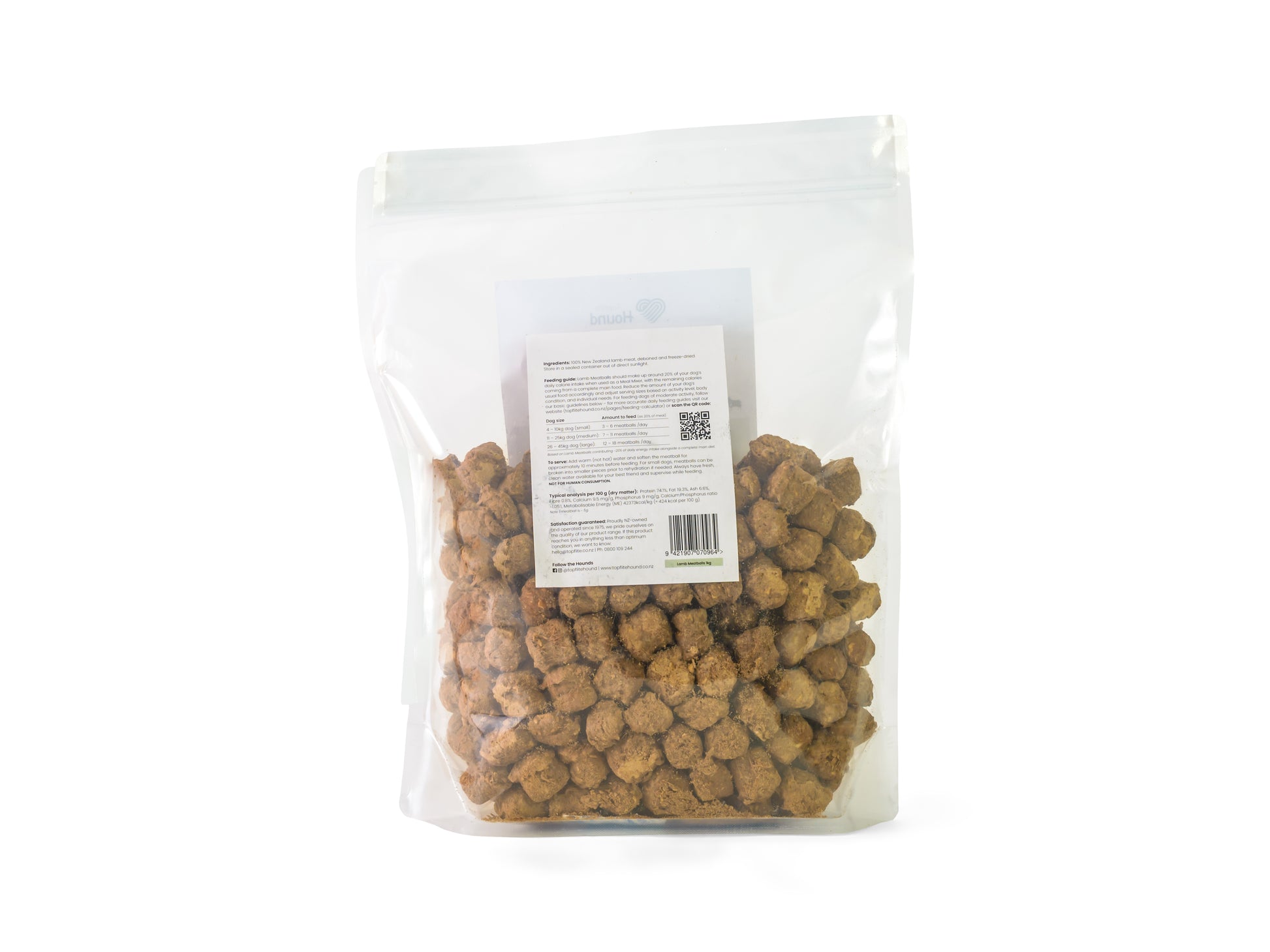 Back of Topflite Hound Lamb Meatballs