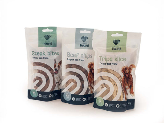Topflite Hound Steak Bites, Beef Chips & Tripe Slice