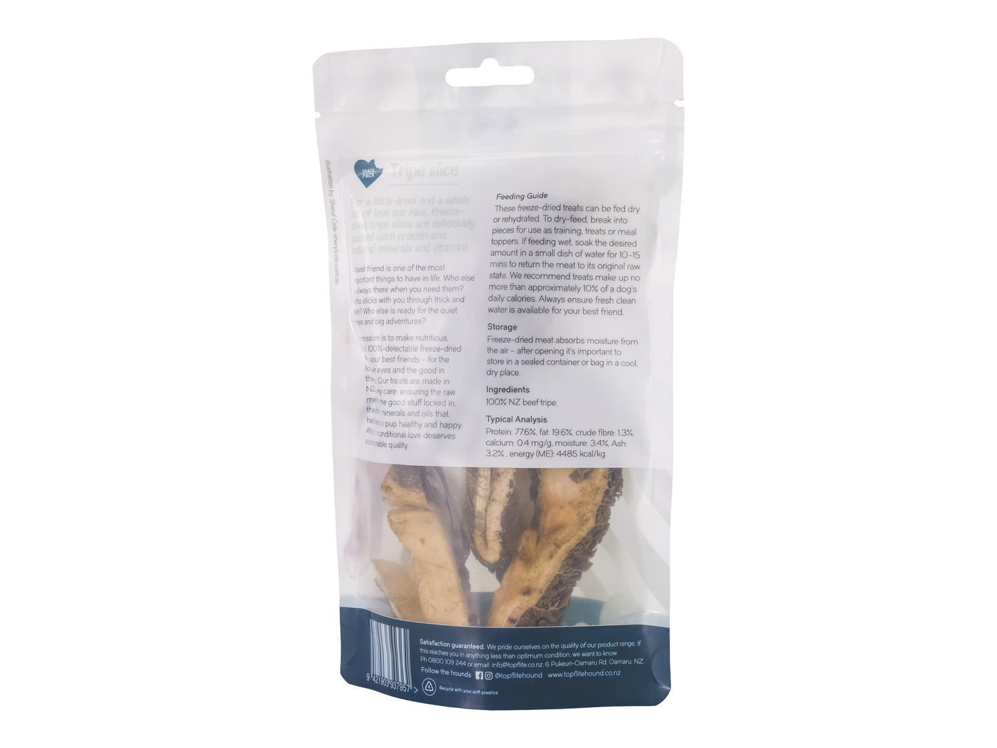Topflite Hound Tripe Slice back of snack pack 35g